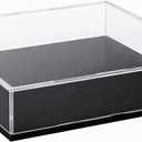 Acrylic Display Case with Matt Black Base and Lid, Dust-Proof Acrylic Box, Flat Showcase Counter-Tops Box for Books and Maps (12x12x4 inch)