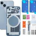 Back Glass Replacement for iPhone 14 (6.1 inches,Blue) Integrated Glass & Magnet & Metal Phase Ring Repair Tools are Included