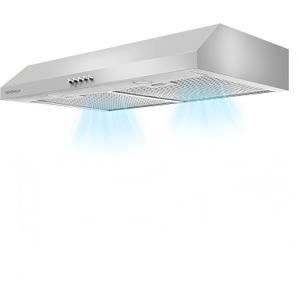 30 Inch Under Cabinet Vent Hood with Brighten Light | 550 CFM Large Flow| Ducted/Ductless Range Hood with Charcoal Filter| 3- Speed Touch Control | 6-Layers Grease Filters|