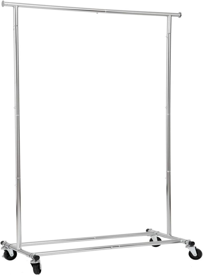 DRM Folding/Collapsible Clothing/Garment Rack, 250 lbs Heavy-Duty Rolling Clothes Organizer Rack, Chrome