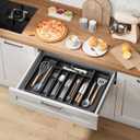 Kitsure Cutlery Drawer Organiser for Kitchen - Adjustable Cutlery Tray for Effortless Utensil Sorting, Versatile Kitchen Storage & Organisation Solution, 13.70" x 1.54" x 10.94"~20.08", Black (Large)