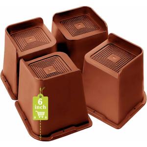Bed Risers 1 inch, 2 inch, 3 inch, 4 inch, 6 inch, 8 inch Heavy Duty, Oversized Furniture Riser for Couch Sofa Table Chair Leg Frame Dorm, Support up to 6000 Lbs (Brown 4 Pack, 6 inch)