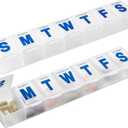 Weekly Pill Organizer - (Pack of 2) Extra Large Vitamin Container with Jumbo Easy to Read Letters, BPA Free - Daily Travel 7 Day Medication Pill Box Case (Clear)