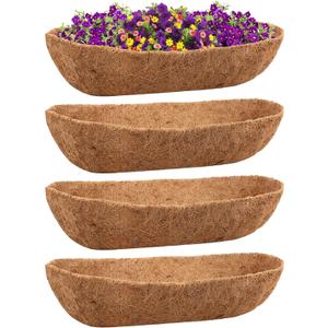 Riare 4 Pack 36 Inch Trough Coir Liners for Planters, Pre-Formed Coconut Coir Replacement Natural Coco Fiber Window Box Liners for Wall Planter, Window Basket Deck Railing Planter