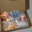 Jungle Safari Animal Cake Topper with Lion Giraffe Monkey Elephant Zebra for Wild Animals Themed Birthday Baby Shower Party Supplies (STYLE 1)