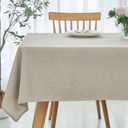 maxmill Rectangle Linen Textured Tablecloth Waterproof Spillproof Wrinkle Free Washable Fabric Table Cloth Kitchen Dining Tabletop Decoration Table Cover for Holiday Dinner Party, 52 x 70 Inch, Linen