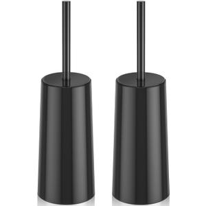 Toilet Brush and Holder, 2 Pack Toilet Brush Stainless Steel, Toilet Bowl Brush for Bathroom Toilet-Ergonomic, Elegant, Durable (Black)