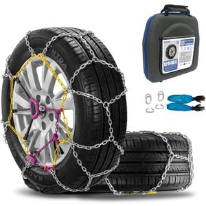Auto Tightening Snow Chains for Car  Quick Fit, Easy Installation, Reusable Universal Tire Chains for Winter Emergency Traction (Set of 2) (SP1553A)