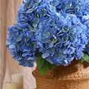 3Pcs Hydrangea Artificial Flowers, 22.44" Real Touch Latex Faux Hydrangea with Long Stems & Leaves for Home Office Decor or Wedding, Party, Centerpieces, Floral Arrangements (Blue)