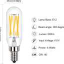 Raheem T8 LED Bulb, E12 Dimmable LED Bulb, 110v 600Lumens 3000k 60W Equivalent, Clear Glass Tubular Light Bulb, Best Replacement for Incandescent Bulb, Candelabra LED Bulbs, 10 Pack (Warm White)