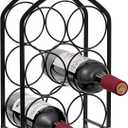 Small Wine Racks Countertop. Stylish Wine Holder Countertop with Modern Arched 6-Bottle Metal Wine Rack Design.Wood Handle.Effortless Assembly, Perfect for Cabinet,Bar &Kitchen (Black)