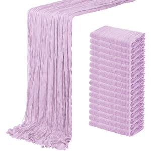 16 Pack Lavender Cheesecloth Table Runner 20 x 120 inch Gauze Table Runners 10 FT Long,Semi Sheer Boho Cheese Cloth Fabric Table Runner Bulk for Wedding,Party,Baby Shower,Bridal Shower Decoration