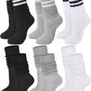 Bencailor 6 Pairs Women Slouch Socks Cotton Knit Scrunch Stacked Boot Socks for Women Men (8-11, Classic Colors)