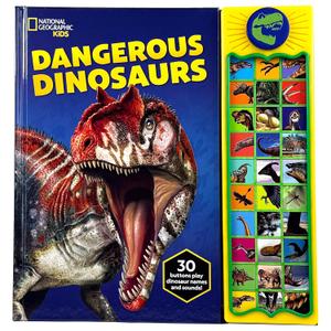 National Geographic Kids - Dangerous Dinosaurs 30-Button Animal Sound Book - Plays Dinosaur Names and Sounds - PI Kids - Hardcover