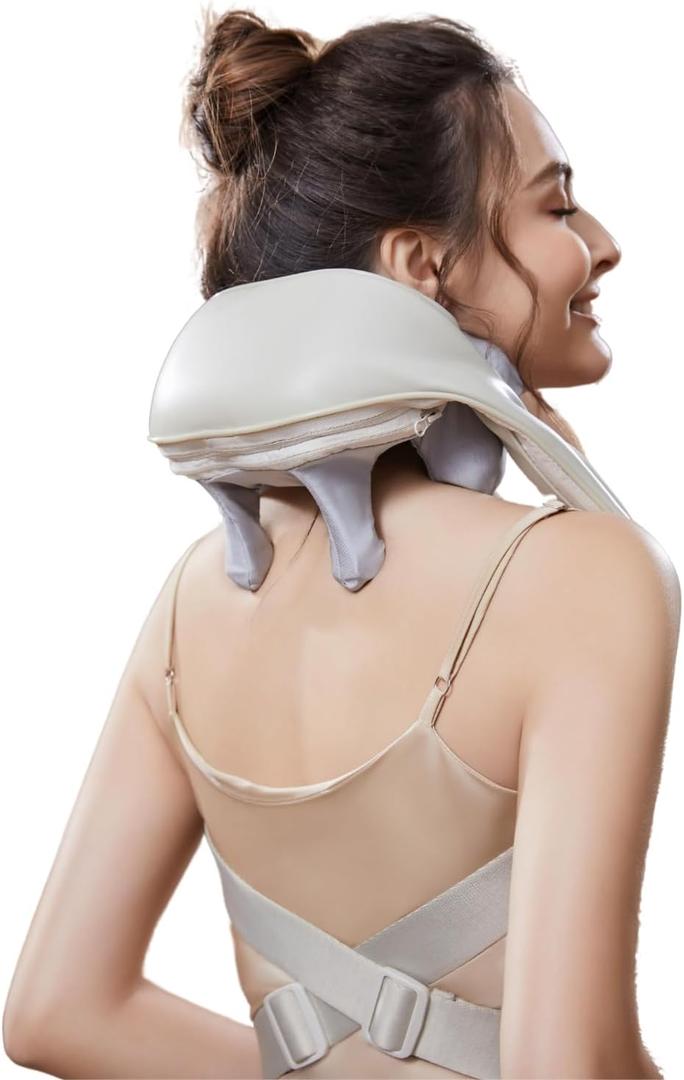 Luxe Wearable Neck & Shoulder Massager with Heat - Eco-Friendly Material, Ergonomic Design, Deep Kneading for Pain Relief, Ideal Gift for All