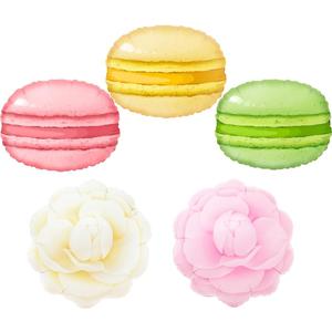Pastel Macaron Candy Balloons with Pink & Beige Camellia Balloons, Macaron Yellow Pink Green Balloons for Garden Party Decorations, Baby Shower, Bridal Shower, Tea Party, Girls Birthday Decor
