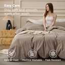 Bedsure 100% Washed Cotton Duvet Cover Queen Size - Light Brown Minimalist Bedding Set Linen Like - PureWoven Plain Simple & Soft Comforter Cover 3-Piece, 3 Pieces (Light Brown, Queen, 90"x90")