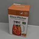 Potdoctor Glass Pitcher with Lid, 2 Liter 68oz Water Pitcher with Handle and Spout for Fridge, Borosilicate Glass for Iced Tea, Juice, Sangria, Cold/Hot Beverage, Large Jug with 2 Silicone Rings