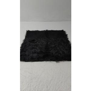 Ultra Soft Fluffy Faux Fur Sheepskin Area Rug, Luxury Rectangular Design, 20x20, Black