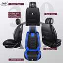 OASIS AUTO Car Seat Covers Full Set, Sporty Faux Leather with Honeycomb Pattern, Waterproof Universal Fit for SUV, Sedan, Pick-up Truck, Automotive Interior Accessories (OS-004 Black&Blue)