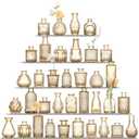 UPBUD Amber Glass Bud Vases Set of 24, Mini Flower Vase for Centerpieces, Small Gold Bud Vases in Bulk for Wedding Decorations, Vintage Vase for Table, Recepetion, Home Décor