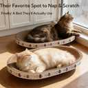 Cat Scratcher Bed with Toys, 2 Pack Oval Cat Scratcher Cardboard, Indoor Cat Scratch Bowl, Large Pad Cat Scratching Board with Catnip Fish Toy & Feather Wand for Furniture Protector