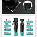 VGR Hair Clippers for Men & Hair Trimmer Set, Cordless Barber Combo with LED Display, Ceramic & Titanium Blades, 7000RPM, Type-C Rechargeable, Home & Professional Hair Cutting Kit, V-196 & 996(Green)