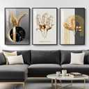 Framed Modern Luxury Large Wall Art for Living Room, Set of 3 Piece Black White Gold Contemporary Abstract Paintings Artwork for Walls, Big Prints Pictures for Office Wall Decor -Total 30" x 60"