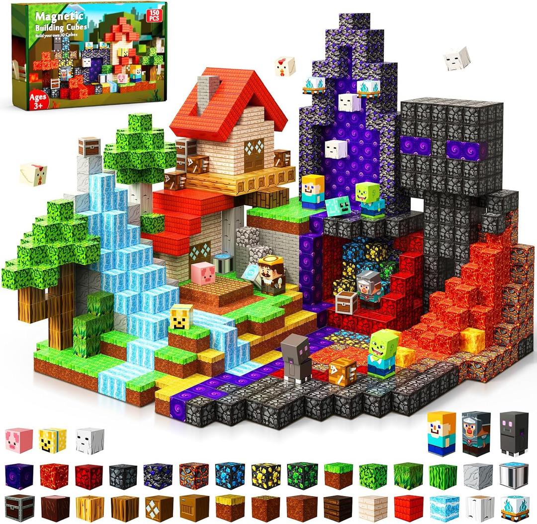 Magnetic Blocks - 150PCS Magnetic Building Blocks Toys Forest Portal Magnetic Cubes - Magnetic Toys for Montessori Toddler Birthday Gifts -STEM Construction Toys for Kids Ages 3+ for Boy & Girl