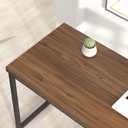 FOLUBAN Modern Office Desk, Rustic Wood and Metal Computer Desks, Industrial Study Writing Table, Simple Work Gaming PC Desk for Bedroom Living Room, Walnut 47 Inch