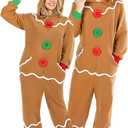 Morph Unisex Gingerbread Man Costume Women, Gingerbread Costume Adult Christmas Costumes For Adults (Medium)