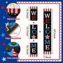 Patriotic 4th of July Independence Day Porch Sign Decor Memorial Day Wooden Hanging Sign Door Porch Standing Decorative Signs Plaques Front Door Farmhouse Outdoor Indoor Welcome Sign Wall Craft Decor 47.2"H