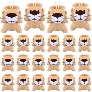 Shappy 30 Pcs Mini Stuffed Animal Toys Small Lion/Tiger Stuffed Animals Bulk for Baby Shower Safari Nursery Decor Birthday Classroom Prizes Gifts(Lion)
