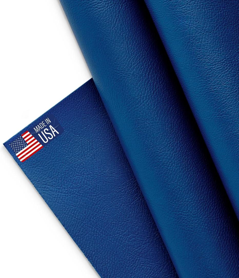 Marine Vinyl Fabric, Upholstery Faux Leather, Outdoor Boat Automotive, DIY and Crafting Pleather - Individual 1 Yard Cut 36"x54" (Blue)