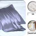 Natural Mulberry Silk Pillowcase for Hair and Skin Standard Size 20"X 26" with Hidden Zipper Soft Breathable Smooth Cooling Pillow Covers for Sleeping(Grayish Blue,1Pcs)