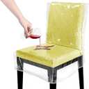 2 Pack Plastic Dining Room Chair Covers, Water Proof Clear Chairs Cover for Kitchen and Outdoor, Vinyl Transparent Stool Seat Protectors for Cat, Toddler, Kids' Messes, No Dust/Spills