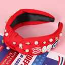 4th of July USA Beaded Headbands for Women Girls Red White Blue American Flag Headband Knotted Crystal Pearl Patriotic Hairband American Fourth of July Accessories Gifts