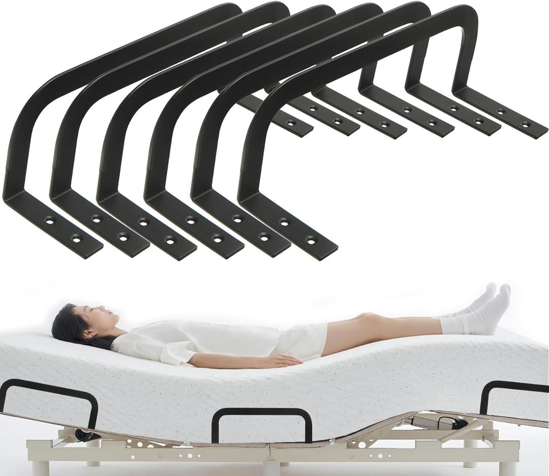 Mattress Retainer Bar Bracket Holder 6Pcs Keeping Mattress from Sliding for Foot of Platform Beds,Adjustable Beds,Rv Mattress,Mattress Slide Stopper Mattress Gripper (3.5in-6pcs-black)