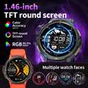 Rugged Smart Watch for Men with Built-in GPS, 6-Axis Sensor for HIIT/Run Form Analysis, 1.46'' Tactical Smartwatch with Bluetooth Calls, Compass, 7-Day, 100+ Sports 3ATM Fitness Tracker, Black
