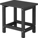 Weatherproof Outdoor Side Table, HDPE Small Outdoor Table for Adirondack, 16.6-Inch Patio Square End Tables for Garden, Backyard, Porch, Deck, Balcony, Poolside (Black)