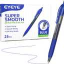 EYEYE G-103 Retractable Gel Pens 0.5mm, 25 Pack 0.5 mm Blue Ink Extra Fine Point Ballpoint Pen Quick Drying, Pen Fine Point Smooth Writing Pens for for Office School Supplies