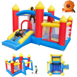 Baralir Inflatable Bounce House for Kids 3-6, Toddler Jumper with Slide and Ball Pit Water Pool(with Sun Cover), Perfect for Outdoor Indoor Kids Party - Blower Included, 123 Inches X 106 Inches X 78.5 Inches