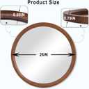 MAGFLERUM 28 Inch Round Wood Circle Mirror - Boho Style Wall Decor for Bedroom, Living Room, Hallway (Brown)