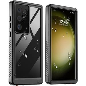 zapica Designed for Waterproof Samsung Galaxy S23 Ultra Case, Built-in Camera & Screen Protector [IP68 Waterproof] [Military Drop Proof] Full Body Protective Cover for Galaxy S23 Ultra, Black/Clear