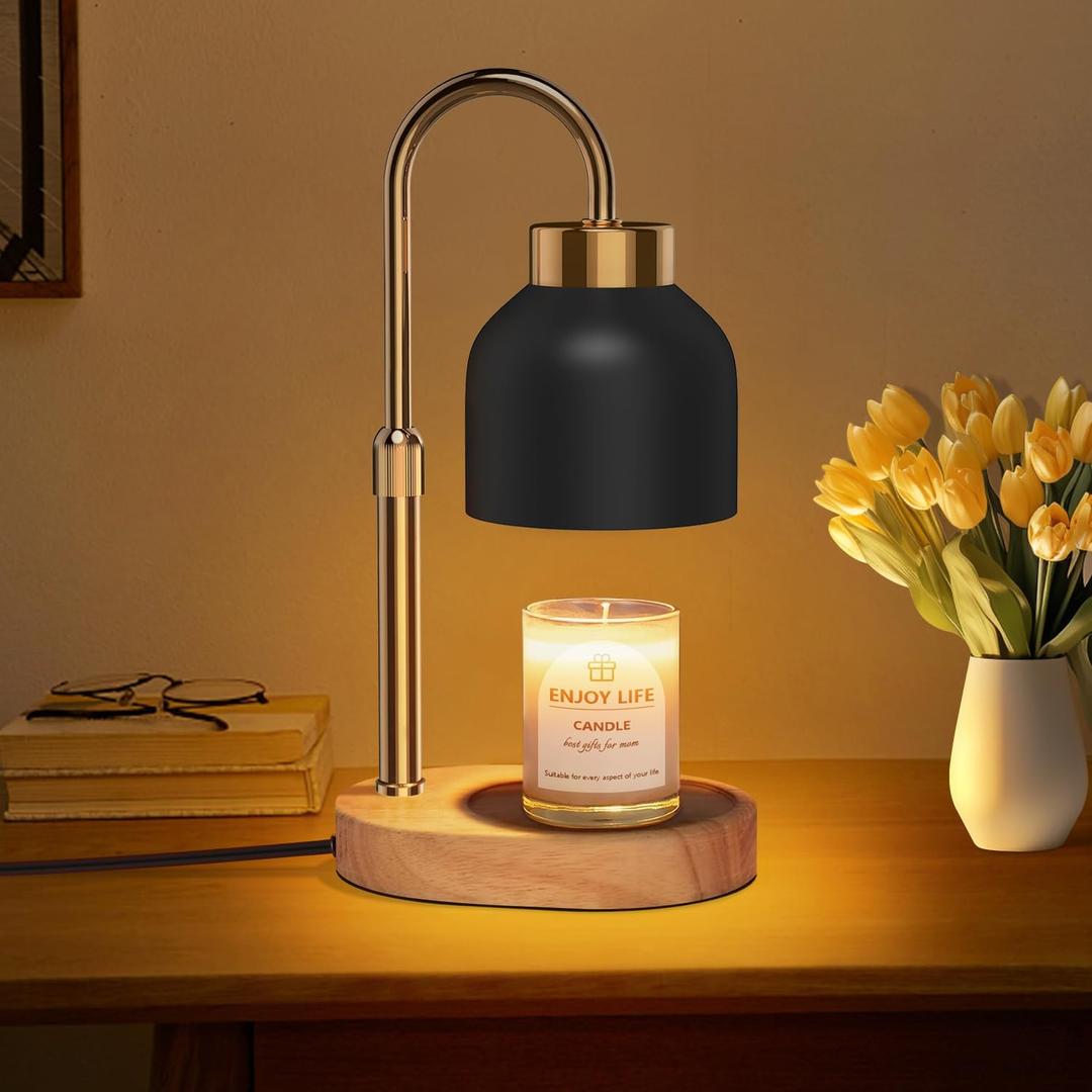 seenlast Candle Warmer Lamp with Dimmer Adjustable Height,Mothers Day Gifts,2/4/8H Timer,Vintage Home Decor for Scented Jar (Black)