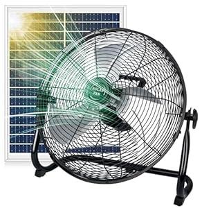 DBF 16" Solar Powered Fan - 20000mAh Rechargeable Floor Fan with 30W Solar Panel & AC Adapter, 12 Speeds, Tilt Head, High Velocity Cordless Portable Fans for Home, Camping, Garage, Outage, Outdoor