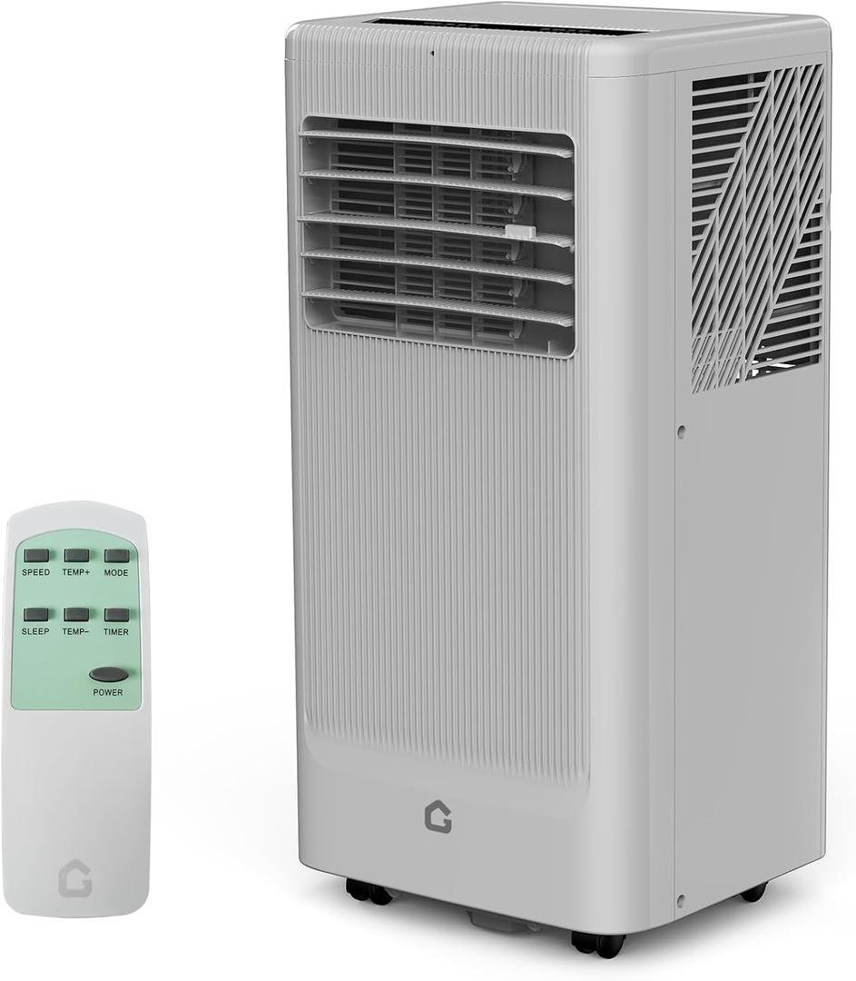8,000 BTU Portable Air Conditioner- Portable AC Unit for Bedroom up to 350 Sq. Ft, Cooling, Fan & Dehumidifier, Floor Standing Air Conditioner, 24H Timer, Window Kit Included, Black&White Top Cover