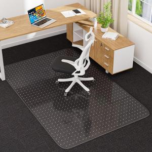 Office Chair Mat for Low Pile Carpet with Lip, 45" x 53" Clear Plastic Floor Protector, Heavy Duty Desk Chair Mat for Rolling Chairs, Smooth Glide Computer Mat for Home Office