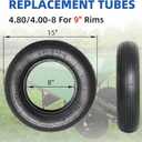 GIGOOL 4.80/4.00-8" Replacement Tire and Inner Tube Set, 2 Pack, 15" Heavy Duty Tire and Wheel, TR-13 Straight Valve Stem, for Wheelbarrow Trolley Dolly Garden Wagon Wheel Replacemen