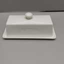 Butter Dish with Lid,WERTIOO Butter Dish With Lid for Countertop,7.6" x 3.3" Butter Tray,Butter Holder for 1 Stick.Textured Tray Butter Keeper for Non Slip Storage,Ceramic - White